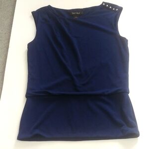 White House Black Market Blue Asymmetrical Embellished Tank Top